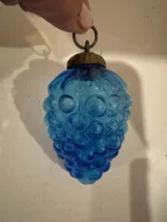 Vintage Kugel Style Glass Bumpie Grape Cluster Pinecone Christmas Ornament Blue - Image 2