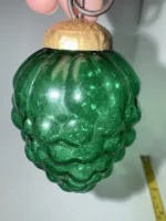 Vintage Kugel Style Glass Bumpie Grape Cluster Pinecone Xmas Ornament Green - Image 2