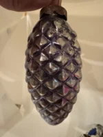 Vintage Glass Bumpie Grape Cluster Pinecone Christmas Ornament Silver - Image 2