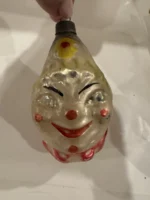 Antique Glass Figural Christmas Ornament Holiday Tree Decor Clown Head - Image 2