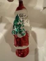 Antique Glass Figural Christmas Ornament Holiday Tree Decor Large Santa W/ Tree - Image 2