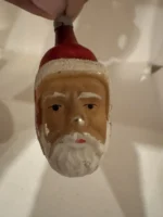 Antique Glass Figural Christmas Ornament Holiday Tree Decor Santa Head - Image 2
