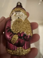 Antique Glass Figural Christmas Ornament Holiday Tree Purple Santa Kris Kringle - Image 2