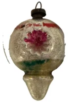 Vintage Miniature Glass Christmas Ornament Feather Tree Double Indent Drop - Image 2