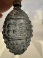 Antique Miniature Glass Christmas Ornament Feather Tree Gray Textured Unsilvered - Image 2