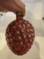 Antique Miniature Glass Christmas Ornament Feather Tree Pink Cluster Bumpie - Image 2