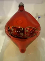 Vintage Jumbo Glass Christmas Ornament Hand Painted Mouth Blown Parachute - Image 2