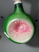 Antique Miniature Glass Christmas Ornament Feather Tree Green Indent - Image 2
