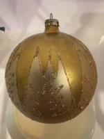 Vintage Jumbo Glass Christmas Ornament Hand Painted Mouth Blown Crushed Glass - Image 2