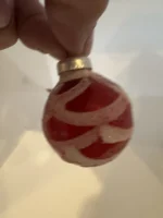 Antique Miniature Glass Christmas Ornament Feather Tree Red Crushed Glass Mica - Image 2