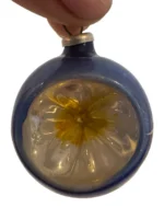 Antique Miniature Glass Christmas Ornament Feather Tree Blue Indent Handpainted - Image 2
