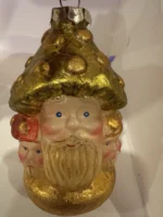 Vintage Jumbo Unsilvered Three-Face Mushroom Figural Glass Christmas Ornament - Image 2