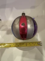 Vintage Jumbo Glass Christmas Ornament Hand Painted Mouth Blown Harlequin - Image 11