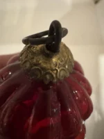 Vintage Kugel Style Glass Bumpie Grape Cluster Pinecone Christmas Ornament Red - Image 7