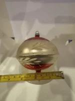 Vintage Jumbo Glass Christmas Ornament Hand Painted Mouth Blown Spinning Top - Image 11