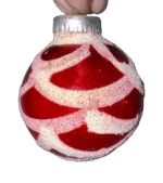 Antique Miniature Glass Christmas Ornament Feather Tree Red Crushed Glass Mica