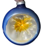 Antique Miniature Glass Christmas Ornament Feather Tree Blue Indent
