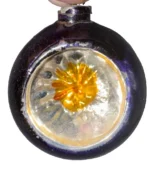 Antique Miniature Glass Christmas Ornament Feather Tree Purple Silver Indent
