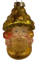 Vintage Jumbo Unsilvered Three-Face Mushroom Figural Glass Christmas Ornament