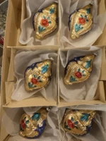 Vintage W Germany 1950s Mouth Blown Glass Ornaments Hand Painted Lady Rose Set 6 - Image 11