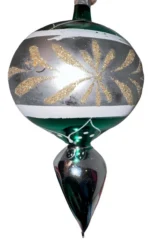 Vintage Glass Christmas Ornament Green Parachute Hand Painted Drop Atomic MCM - Image 3
