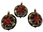 Vintage W Germany 1950s Mouth Blown Glass Ornaments Hand Painted 3 Star Indents