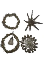 Vintage 1950s West Germany Glass Bell & Tinsel Wire Set Of 4 Ornaments Star - Image 9