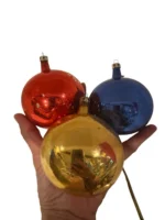 Vintage 3 Jumbo Glass Christmas Ornament Hand Painted Mouth Blown MCM Polish