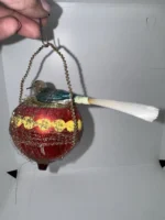 Antique German Blown Glass Bird in Wire Wrapped Nest Basket Christmas Ornament - Image 5