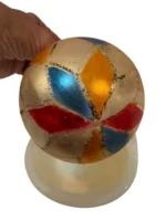 Vintage Jumbo Glass Christmas Ornament Hand Painted Mouth Blown Harlequin