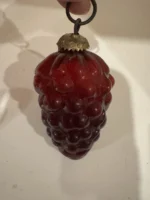 Vintage Kugel Style Glass Bumpie Grape Cluster Pinecone Christmas Ornament Red - Image 11
