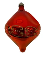 Vintage Jumbo Glass Christmas Ornament Hand Painted Mouth Blown Parachute