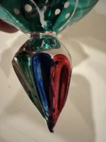 Vintage Glass Christmas Ornament Green Parachute Hand Painted Drop Atomic MCM - Image 8