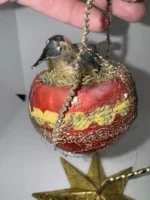 Antique German Blown Glass Bird in Wire Wrapped Nest Basket Christmas Ornament - Image 9