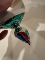 Vintage Glass Christmas Ornament Green Parachute Hand Painted Drop Atomic MCM - Image 9