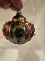 Vintage West Germany 1950s Mouth Blown Glass Ornaments Hand Painted 2 Crowns - Image 3
