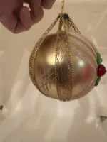 Vintage 1950s West Germany Glass Jewels Gold Ornament Wire Wrapped Hand Painted - Image 3
