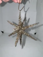 Vintage 1950s West Germany Glass Bell & Tinsel Wire Set Of 4 Ornaments Star - Image 2