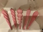 Vintage Lg Glass Christmas Tree Ornament Icicle Teardrop Atomic 5 Bubblegum MCM - Image 3