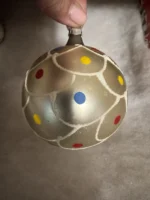 Vintage Jumbo Glass Christmas Ornament Hand Painted Mouth Blown Fish Scales - Image 3