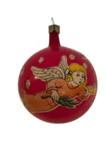 Vintage Jumbo Glass Christmas Ornament Hand Painted Mouth Blown Pink Opaque