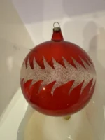 Vintage Jumbo Glass Christmas Ornament Hand Painted Mouth Blown Red Unsilvered - Image 3