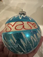 Vintage Jumbo Glass Christmas Ornament Hand Painted Mouth Blown Artistic - Image 3