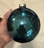 Vintage Shiny Brite 6” Jumbo Store Display Glass Ornament Blue Original Box - Image 3