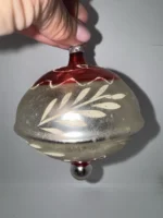 Vintage Jumbo Glass Christmas Ornament Hand Painted Mouth Blown Spinning Top - Image 3