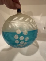 Vintage 1940's Blown Glass Christmas Ornament Jumbo Hand Painted Unsilvered - Image 3