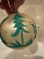 Vintage 1940's Blown Glass Christmas Ornament Jumbo Hand Painted Girl W/ Tree - Image 3