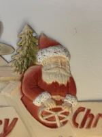 Antique 1920s Germany Santa Flying Airplane Christmas Die Cut Mica Decoration 11 - Image 3