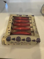 Vintage Christmas Glass Ornaments Original Box Shiny Brite Mini Red Teardrop - Image 3