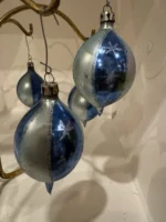 Vintage Polish Glass Teardrop Christmas Ornaments Blue Matching Set Of 9 - Image 3